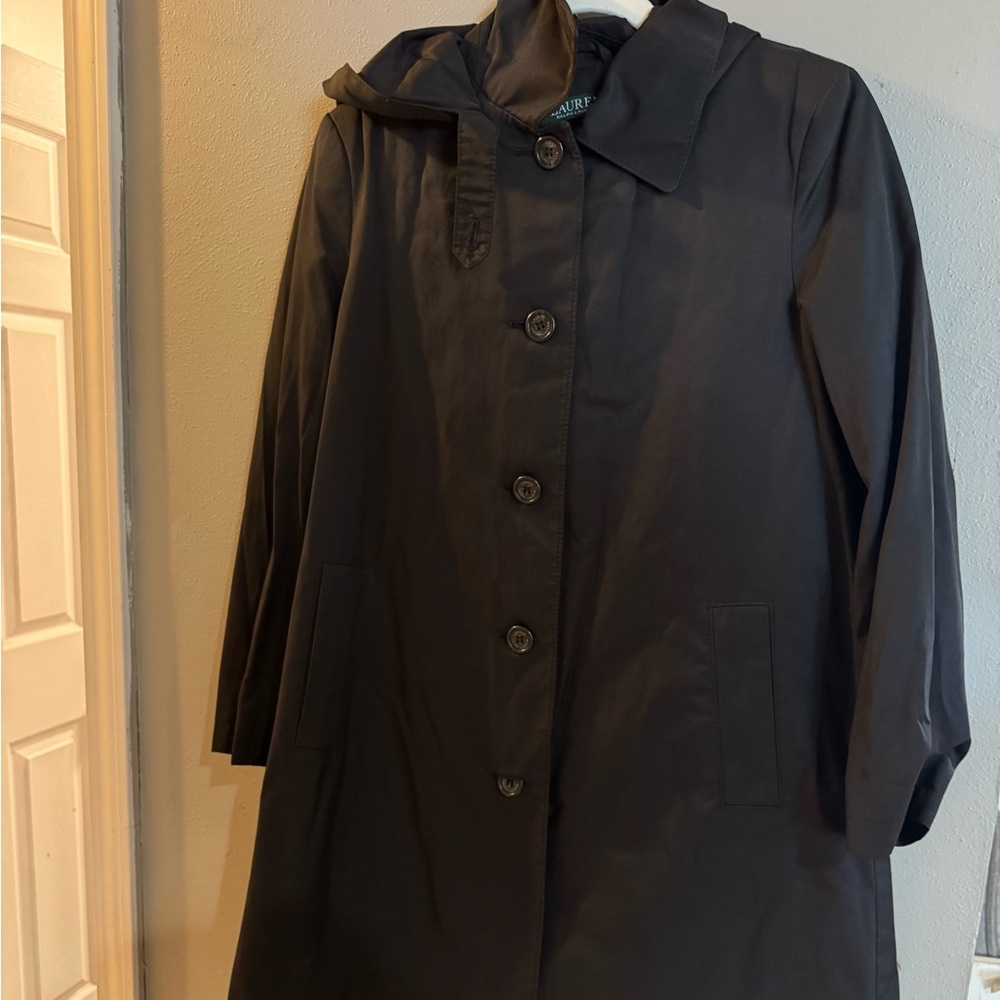 Ralph Lauren Black Trench Coat Elegant Tailored Outerwear